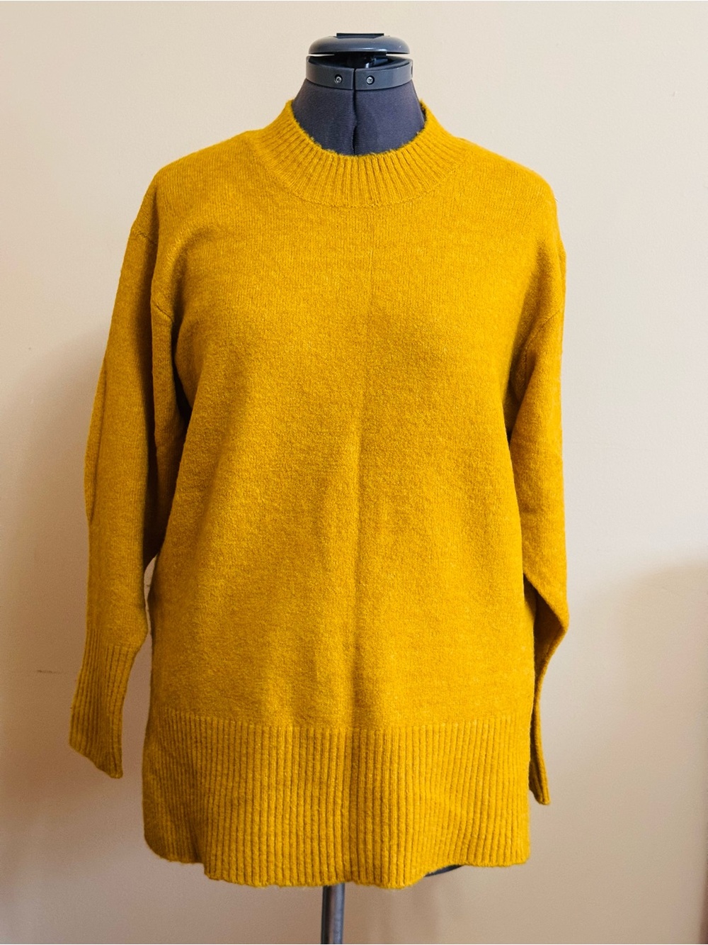 Suzy Shier Mustard Crewneck Longline Sweater